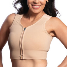 Load image into Gallery viewer, PrairieWear zipper front post surgical compression support bra, beige
