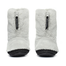 Load image into Gallery viewer, Bedroom Athletics Monroe faux fur slipper with hard sole, light grey, front view
