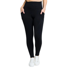 Load image into Gallery viewer, Black bamboo legging with pockets, front view
