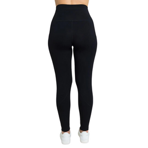 Black bamboo legging with pockets, back view
