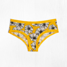 Load image into Gallery viewer, Blush Micro Lace Trim Hipster floral with yellow trim
