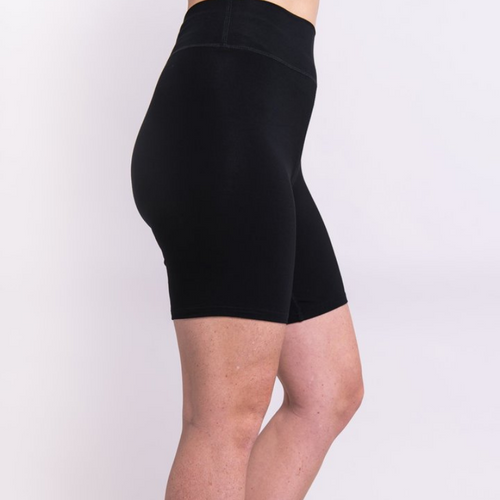 side view Blue Sky Clothing Co Bamboo Hallie Short black 