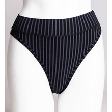 Load image into Gallery viewer, Blue Sky Clothing Co Bamboo La Thong black and grey stripes 
