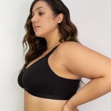 Load image into Gallery viewer, SIDE VIEW Curvy Couture Cotton Lux Non Wire Bralette BLACK 
