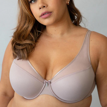 Load image into Gallery viewer, Curvy Couture Sheer Mesh Plunge lavender

