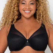 Load image into Gallery viewer, Curvy Couture Sheer Mesh Plunge black 
