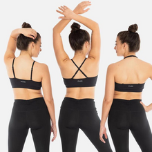 Load image into Gallery viewer, Handful Adjustable Wireless Sports Bra showing all three ways to wear 
