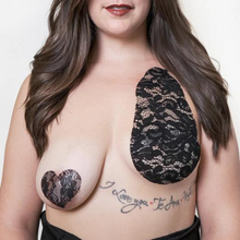 Load image into Gallery viewer, My Perfect Pair Black breast tape black lace with black lace heart shape nipple cover 
